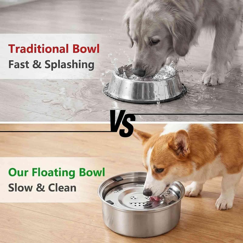 3L/101 oz Dog Water Bowl No Spill, Stainless Steel, Spill