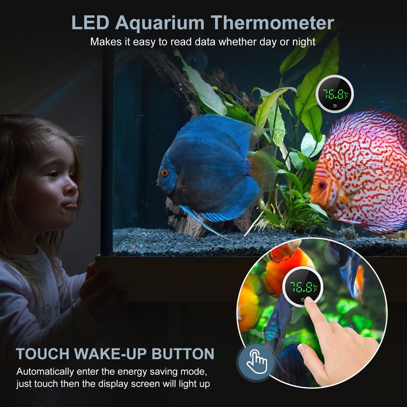 Ankilo Upgraded Aquarium Thermometer, Wireless Digital Fish Tank Thermometer with