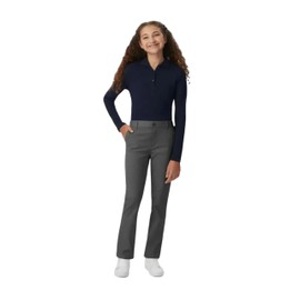 French Toast Girls' Pull-On Twill Pant (Standard & Plus), School Uniform Grey, 6