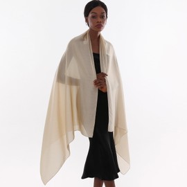 RUI VTRON Womens Beige Scarf Pashmina Shawls and Wraps for Evening Dresses Like chiffon Silk Scarf for Bridal Wedding