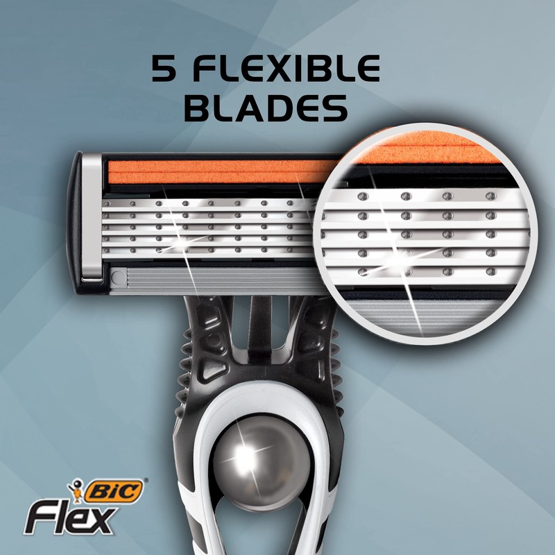 BIC Hybrid Flex 5 Titanium Men's 5 Blade Disposable Razors,