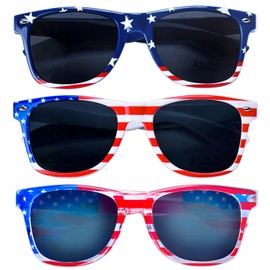 Donse 3 Pairs American Flag Sunglasses, 4th of July Decorations Frame Sunglasses for Women Men Teens, Patriotic Party Favors Supplies Independence Day Memorial Day Decorations 4th of July Accessories