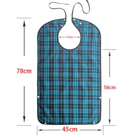 Adult Bib, 2PCS Reusable Washable Clothing Protector, Waterproof Extra Long Bibs for Men Women (Black Blue)