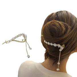 Banana Clip with Charm, Hair Clip, Firmly Curled, Simple, Mini, Pearl, Lightweight, Stylish, Cute, Women's, Office