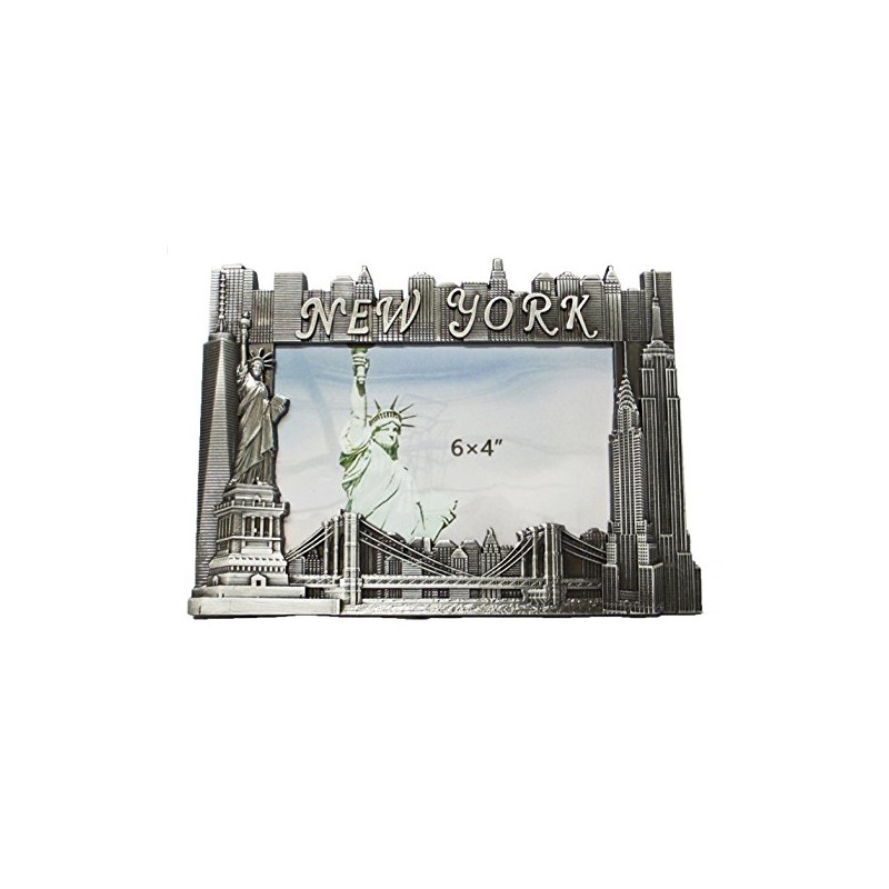 New York Souvenir Metal Picture Frame with Statue of Liberty