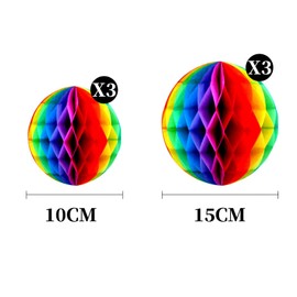 6 Pieces of Rainbow Beehive Decoration Hanging Paper Balls, Pride Decoration Hanging Paper Balls, Gay Pride Party, Wedding, Birthday Decoration Supplies, Photo Props, Children's Party Gifts
