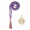 COAI 108 Mala Necklace Gemstone Hand Knotted Tassel, amethyst, Amethyst