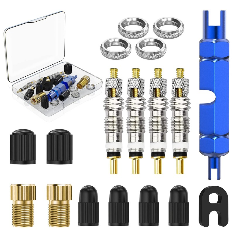 Flintronic 18 Pieces Presta Valve Core Set, Bicycle Valve Adapter