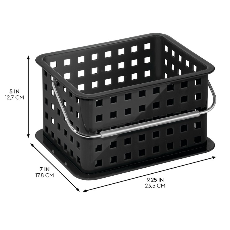 iDesign Plastic Handle-Portable Shower Caddy-Black Basket