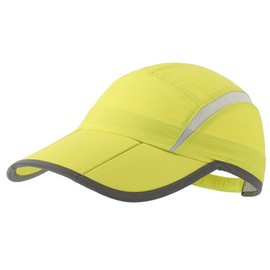 Connectile Folding Mesh Sports Cap, Reflective, Striped, Breathable, Runner Cap, green (light green)