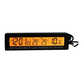 Riloer Universal Auto Dashboard Digital Clocks with Blacklight and LCD Screen Adjustable Vehicle Temperature Gauge Support 12h/24h Transformation Modes Car Temperature Clock