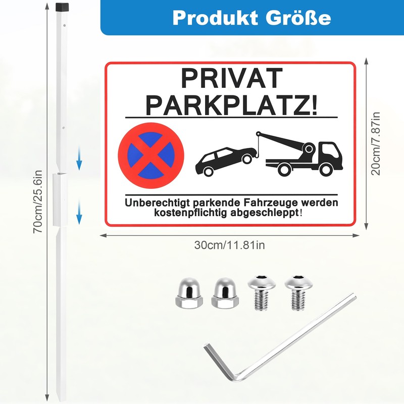 JIZZU Privatparkplatz Sign Parking Prohibited 30 x 20 cm, Signs