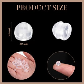 Hicarer 100 Pieces Clear Earring Backs Hamburger Shaped Safety Backs Secure Locking Silicone Earring Back Stopper for Jewelry Accessories Supplies(0.19 Inch)