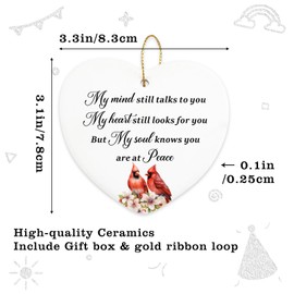 Sympathy Gifts for Loss of Loved One My Mind Still Talks to You Memorial Day Decorations Ornaments Bereavement Gift Ideas in Remembrance Gifts Ceramic Heart Keepsake Christmas Ornament