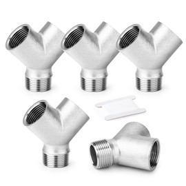 ERGAOBOY 5 Pcs 304 Stainless Steel Y Shape 3 Way Pipe Fittings, 1/2" BSP Female x 1/2" BSP Female x 1/2" BSP Male Thread Connector