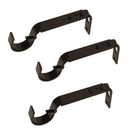 Eikshy Adjustable Curtain Rod Brackets, 3 Pcs Premium Rod Brackets for Wall, Curtain Rod Holder, Drapery Rod Holders Hardware Window Curtain Rod Support Hanger for 7/8 or 1-Inch Rod (Bronze)