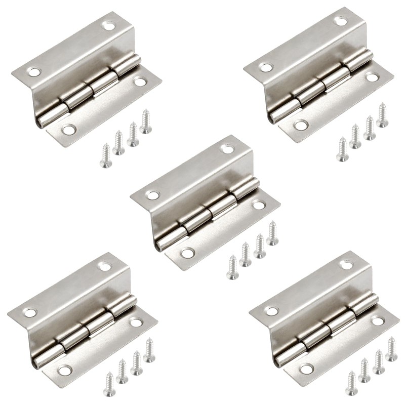 Augiimor 10 Pcs Silver Three Fold Hinges Box Hinge Hardware