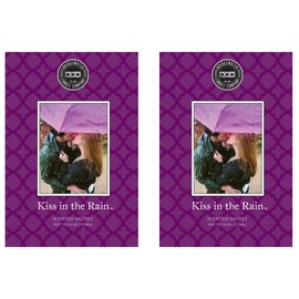 BRIDGEWATER -2 pack of Kiss in the Rain- Scented Sachet Bag, Drawer Fragrance, Wardrobe Room Air Freshener for Living Room Bedroom Bathroom Car - Notes of: Black Currant, Raspberry, Rose, Violet