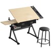 Drafting Table w/Stool,Height Adjustable Drafting Table for Adults ,Tilted Tabletop