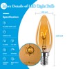 Brighfivey Amber Candelabra Bulb 25W Equivalent, 2W Ultra-Fine Filament E12