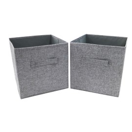 Clay Roberts Storage Cubes, 25cm x 25cm x 25cm, Foldable Storage Boxes, Pack of 2, Fabric Storage Basket Set for Storage Units, Grey Storage Baskets, Storage Boxes, Storage Box, Storage Unit Cubes