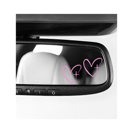 2PCS Cross Heart Rearview Mirror Sticker (Pink)