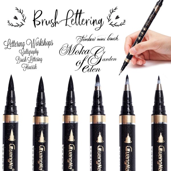Calligraphy Pens - 6pcs Calligraphy Set for Beginners Refillable Black