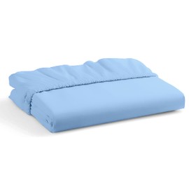 Fitted Sheet 40CM Deep Sky Blue Super King Bed Sheet Hotel Quality Poly Cotton (Sky Blue, Super King 40CM)