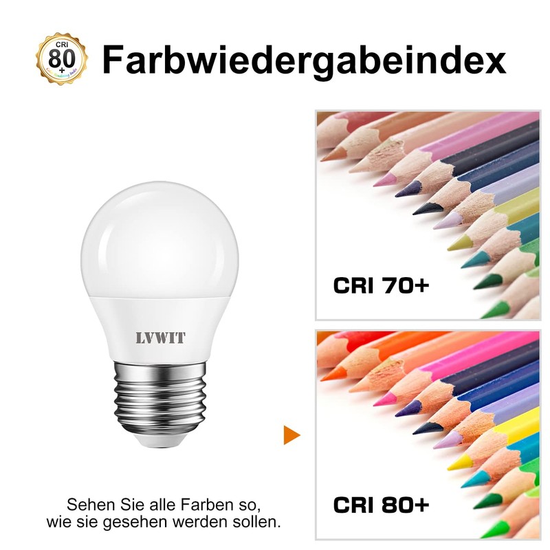 LVWIT E27 LED ersetzt 40W Glühlampen (6-er Pack), Warmweiß 2700K,