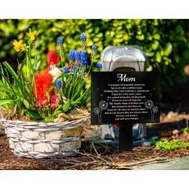 COLOR VALLEY ART Mom Remembrance Plaque Stake Acrylic Grave Marker for Cemetery Black Memorial Garden Stake Sympathy Grave Stake for Outdoors Yard Grave Waterproof Cemetery Decoration