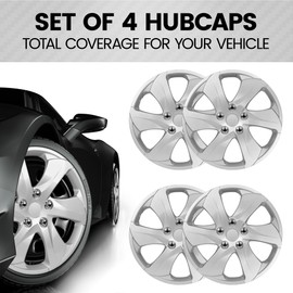 BDK (4-Pack) Premium Black/Silver Hubcaps 16" Wheel Rim Cover Hub Caps Two-Tone Style Replacement Snap On Car Truck SUV - 16 Inch Set