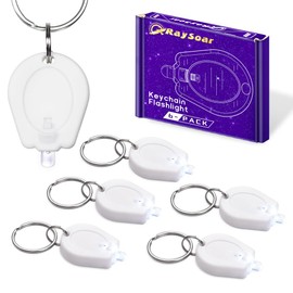 RaySoar 6 Pack Ultra Bright Mini LED Keychain Flashlight, Small Key Ring Flashlight, Portable LED Keychain Light for Outdoor Activities Emergency Light - White Shell