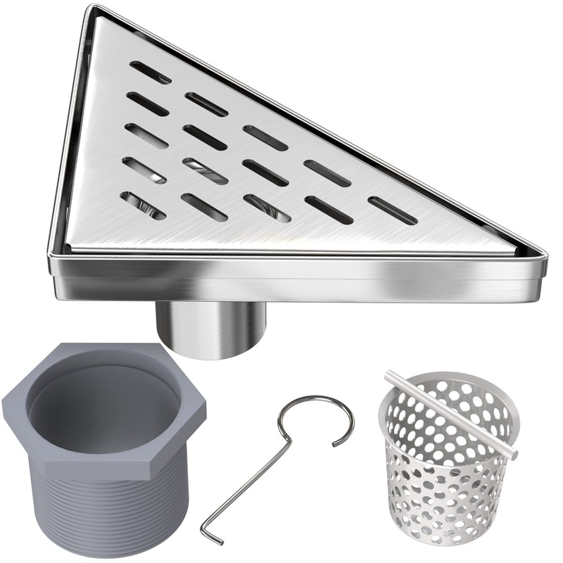 Hydroware Triangle Shower Drain - Stainless Steel Triangular Shower Floor