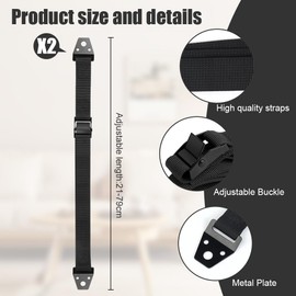 HOTUT TV and Furniture Anti Tip Straps, 2 Pcs Metal Heavy Duty TV Straps Child Safety Furniture Straps, Adjustable Safety Furniture Wall Anchors for Baby Proofing, Flat Screen TV, Dresser, Bookcase