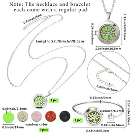 SUNNYCLUE 1Pc Essential Oil Diffuser Bracelet 1Pc Essential Oil Necklace with 10Pcs Refill Pads Tree of Life Stainless Steel Adjustable Bangle Bracelets Necklaces Aromatherapy Jewelry for Women Gift