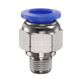 QUARKZMAN Push to Connect Fitting 10 mm Tube OD x 1/8 Inch NPT Thread Male Straight Quick Connector Copper Air Line Hose Fittings for Industry Air System PC10-N01, Blue