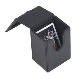 Photo Storage Box, Picture Holder Storage Box for 3 Inch Photos, 50 Sheets PU Leather Instant Camera, Photo Frame and Holder (Black)