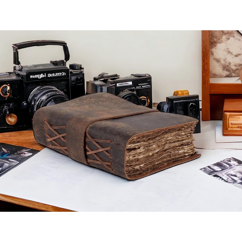Vintage Leather Journal Rustic Brown A5 Notebook 200 Pages Leather