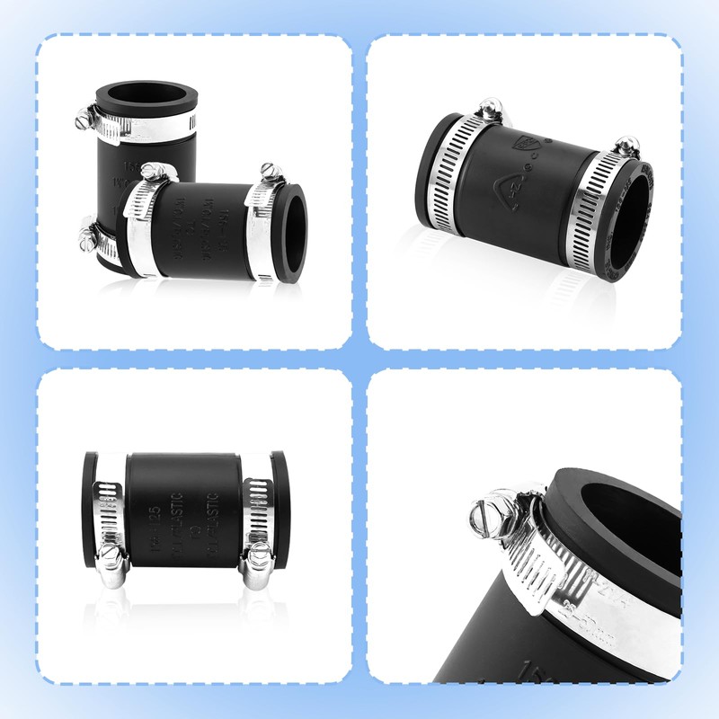 QruiLanTu 3 Pcs 1 1/4" Flexible Pvc Pipe Coupling with