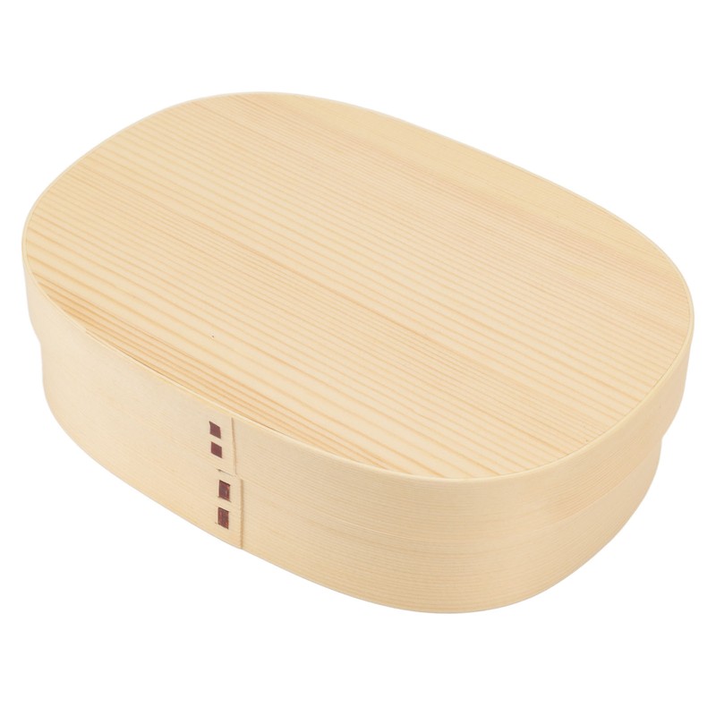 Bento Box Portable Japanese Style Wooden Large Single Layer Removable