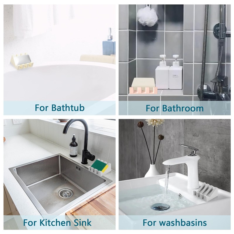 Coipdfty Self Draining Soap Dish,Silicone Suction Cup Soap Holder, Bathroom