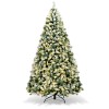 Costway 7.5Ft Pre-Lit Premium Snow Flocked Hinged Artificial Christmas Tree