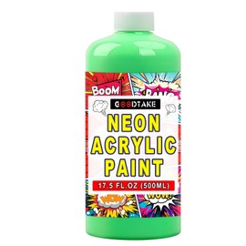 GOODTAKE Neon Acrylic Paint | 17.5 oz Bottles | Student Neon Colors Acrylics Painting | Non-Toxic | Neon Green Paints for Canvas, Paper, Rocks| Art & Craft Paints for Artists, Kids (Neon Green, 17.5 Fl Oz)