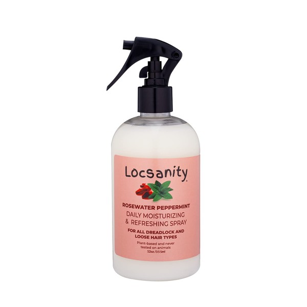 Locsanity Daily Moisturizing Refreshing Spray for Locs, Dreadlocks - Rose Water and Peppermint Hair Scalp Moisturizer, Dreadlock Spray - Natural Loc Care and Maintenance (12oz)