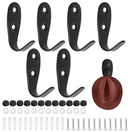 YSDMY Stainless Steel Wall Hooks Pack of 6 with Hooks and Screws, Wall Hooks, Black Single Hooks for Organising Space at Home, Kitchen, Garden, Garage, Bathroom