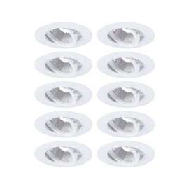 Paulmann 92115 Recessed Light Set of 10 Swivelling Round 90 mm 30° GU10 Max. 10 x 10 W 230 V White Recessed Lamp