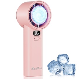 HandFan 5200mAh High Speed Handheld Turbo Fan, 1-100 Speeds Adjustable Powerful Cooling Ice Fan, Portable Mini Hand Fans Rechargeable, for Summer Beach Travel Concerts, Gifts for Women(Pink)