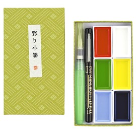 Kuretake IRODORI KOBAKO Red, Gansai Tambi 6 Colours, Handmade, Professional Pigment Inks for Artists and Craftsmen, AP Certified, Blendable, Show Up on Dark Papers, Made in Japan