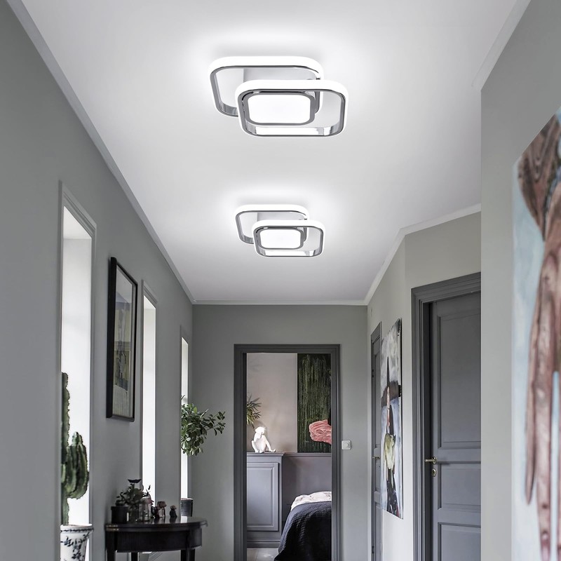 CANEOE Square Hallway Ceiling Light Fixtures,6000K Cool White Modern Flush