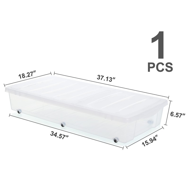Citylife 57 QT Plastic Under Bed Storage Bins with Double-opening